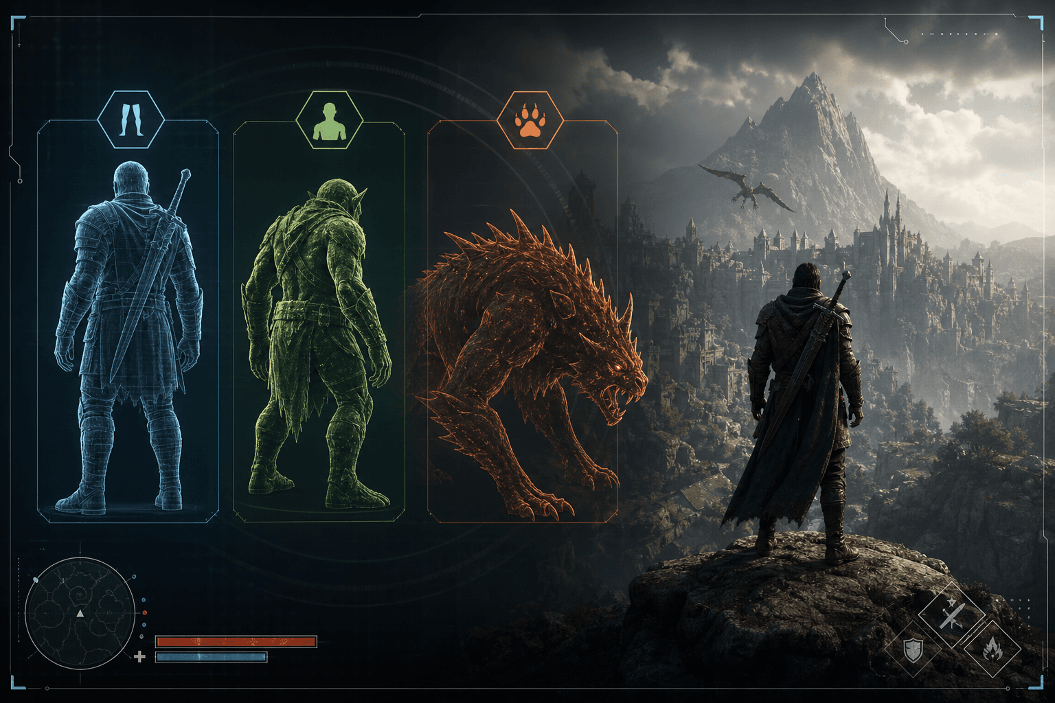 Bipedal, humanoid, and the words for creature shapes in games